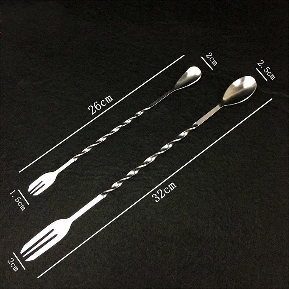 Stainless Steel Threaded Bar Spoon Swizzle Stick Coffee Cocktail Mojito Wine Spoons Barware Bartender Tools Accessories