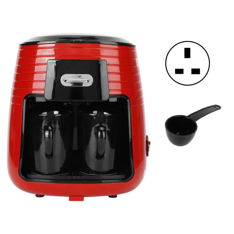 0.25L Coffee Maker Full Automatic Coffee Machine American Double Cup Drip Coffee Maker Tea Making Portable Coffee Maker: UK Plug