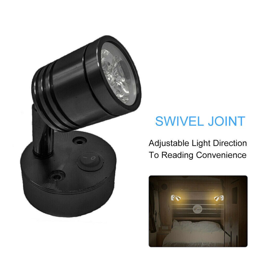 2x spots led pour liseuse, interrupteur, camping-car, caravane, bateau 12v camping-car, flexible