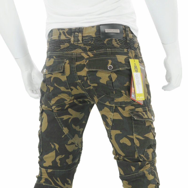 Motocykl UBS06 dżinsy moro wypoczynek motocyklowe męskie terenowe spodnie jeździeckie z ochroną sprzętu ochraniacze na kolana