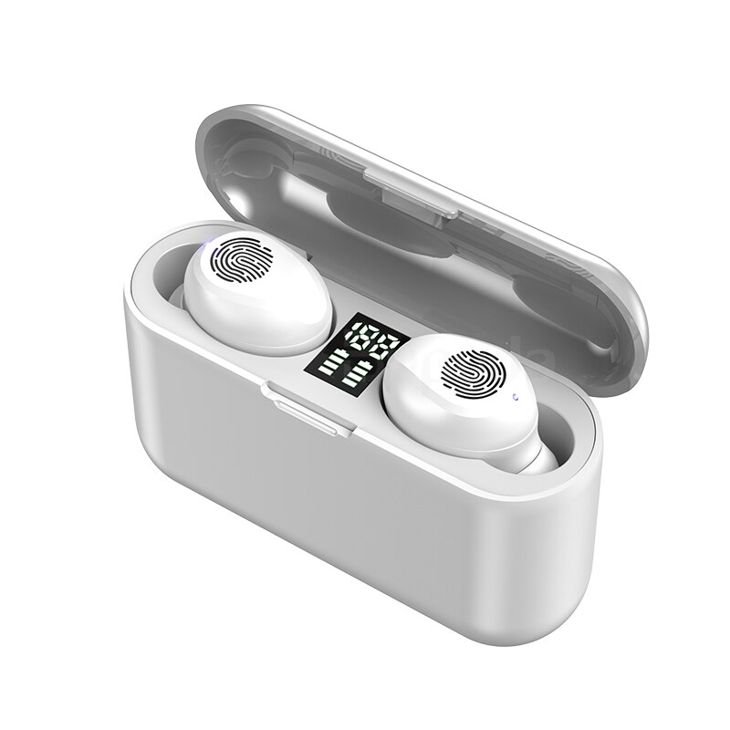 TWS Bluetooth Kopfhörer Für Telefon berühren Kontrolle LED Energie Anzeige Drahtlose Kopfhörer Earbuds mit Mic Sport Wasserdichte Kopfhörer: Weiß