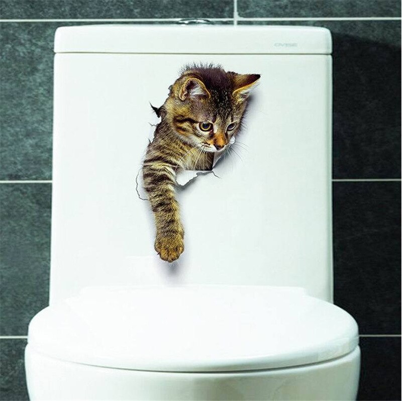 3d view vivid katten switch wc gat decals badkamer woondecoratie cartoon dier muurstickers diy muurschilderingen vinyl behang