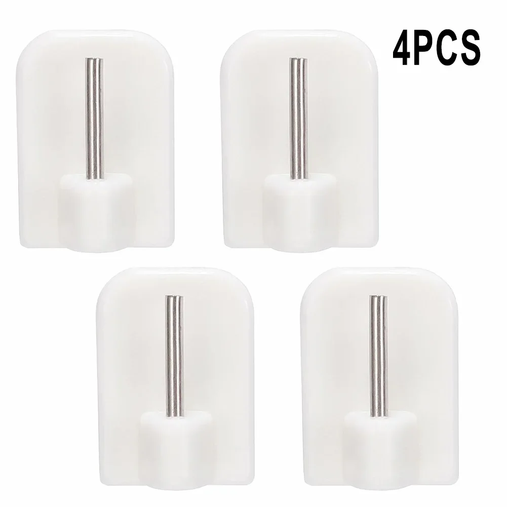 Ganchos de cortina duraderos, soporte autoadhesivo de acero inoxidable + PVC blanco, 4/8/12 Uds., gancho para barra de cortina, almacenamiento para el hogar