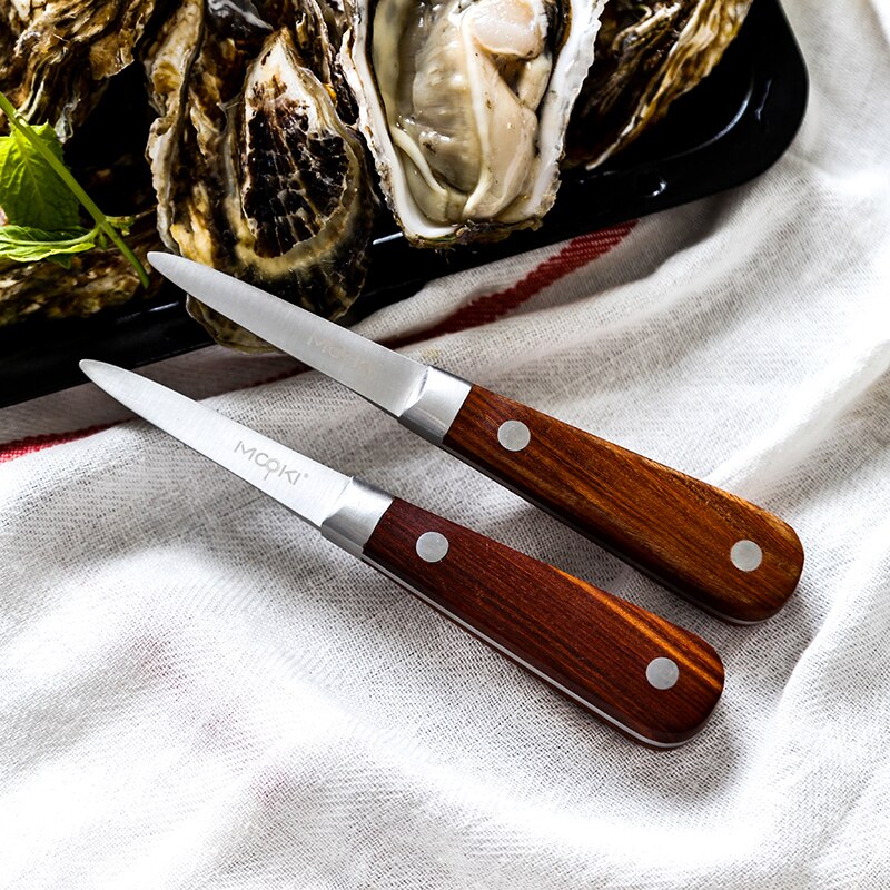Dikke Rvs Oestermes Met Houten Handvat, Speciale Mes Voor Opening Oesters, Speciale Mes Voor Opening Oesters