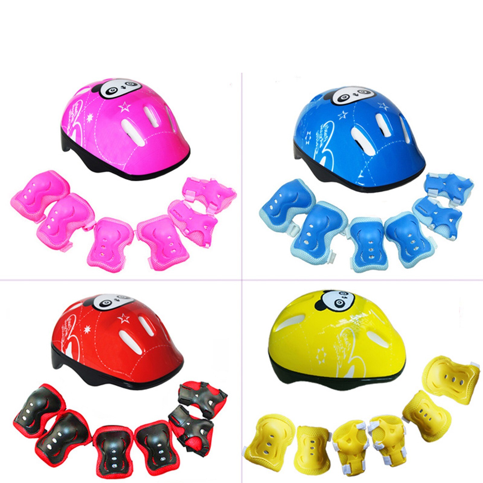 7 Stks/set Kinderen Skateboard Helm Beschermende Apparatuur Kids 7-In-1 Verstelbare Beschermende Knie Pols Guard Elleboog pad Set #40