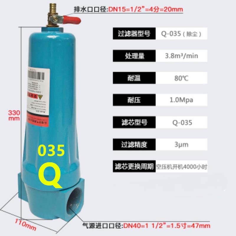 015/035 Q P S C Compressor Accessoires Perslucht Precisie Filter Droger Qpsc Olie Water separator