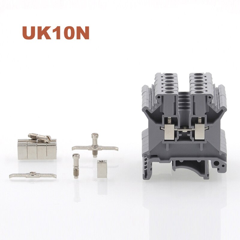 50Pcs Din Rail Universal Screw Terminal Blocks UK-10N Morsettiera Electrical Wire Terminals Block Connector Brass Bornier 75A