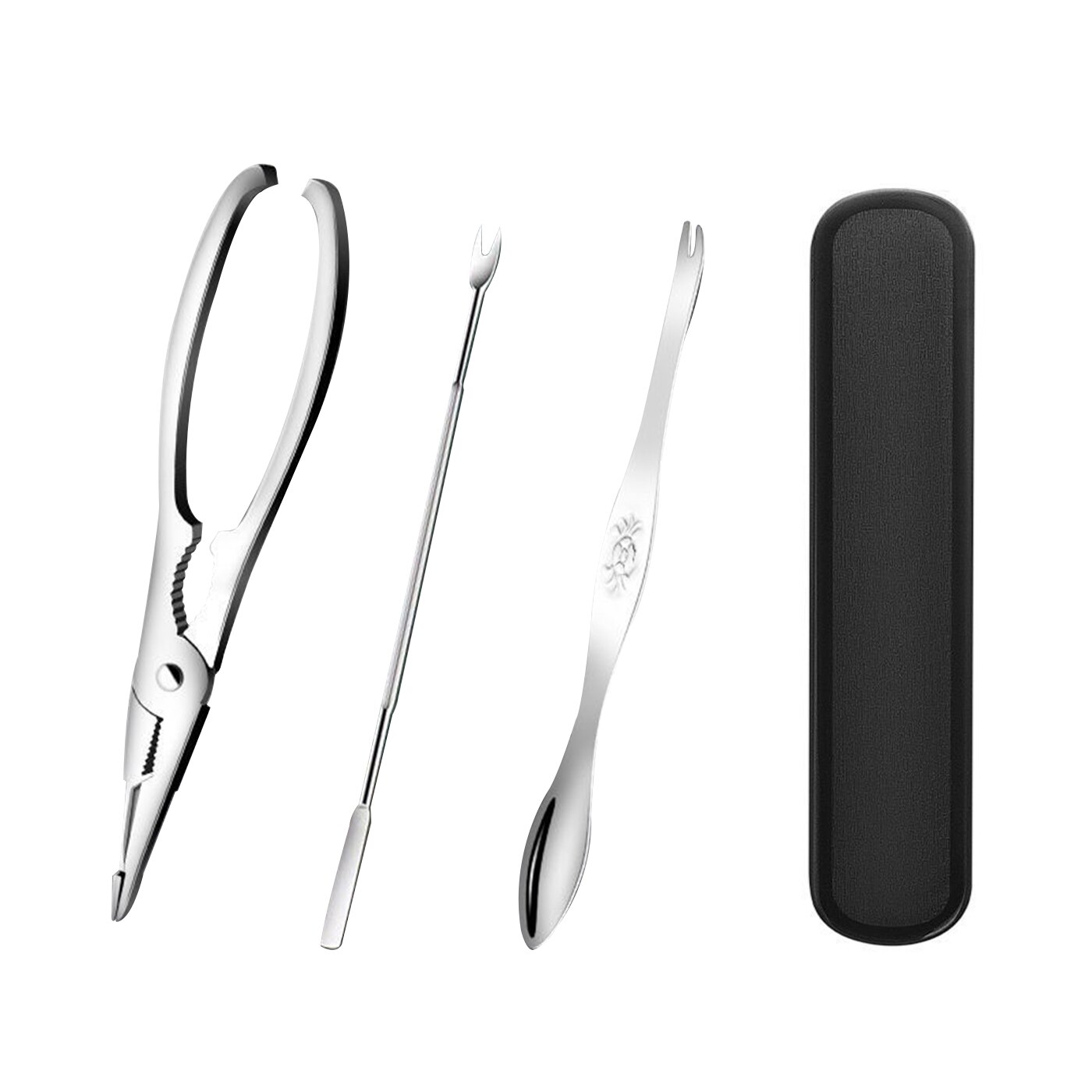 Seafood Tool Set Stainless Steel Crab Tool Durable Practical Lobster Crab Claw Cracker Leg Fork Picks Spoons Kitchen Accessories: 3pcs