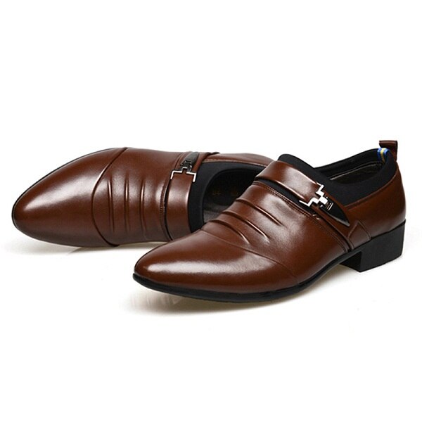 Dress sko sko for menn slip på kontor sko spisse tå slip-on menn bryllup sko: Brun / 6.5
