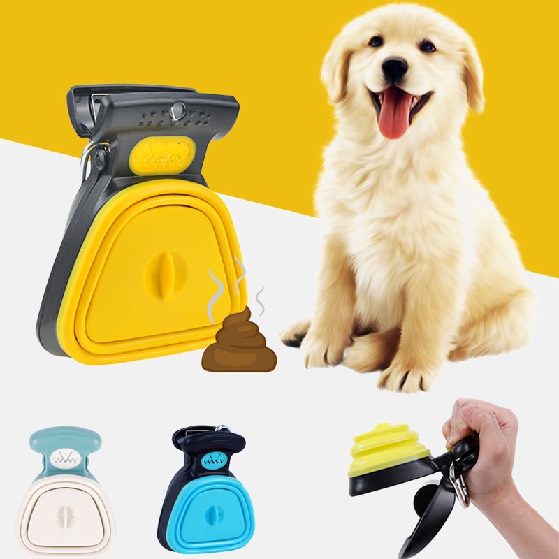 Hund kæledyr rejser foldbar pooper scooper med 1 rulle nedbrydelige poser poop scoop clean pick up excreta renere hundeprodukter