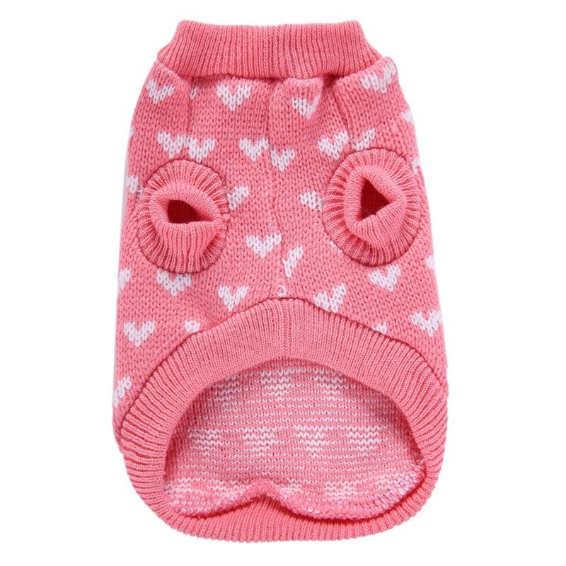Kleine hondentrui kerst winter warm kostuum acryl trui breien haken kleding roze liefdeshart ronde hals kleding