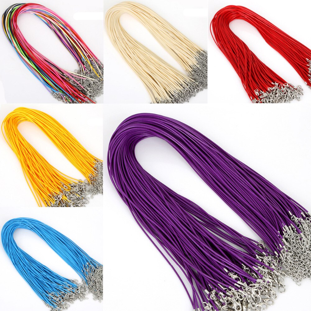 10 sztuk/partia 1.5mm skórzane łańcuchy bransoletka zawieszki charms z karabińczyk DIY komponenty do wyrobu biżuterii sznurek 45cm + 5cm