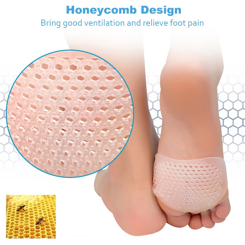 Soumit Waben Vorfuß Pads Silikon Gel Halbe Elle Pad für Frauen Schmerzen Linderung Fuß Blase Pflege Zehen Einsätze Sohle