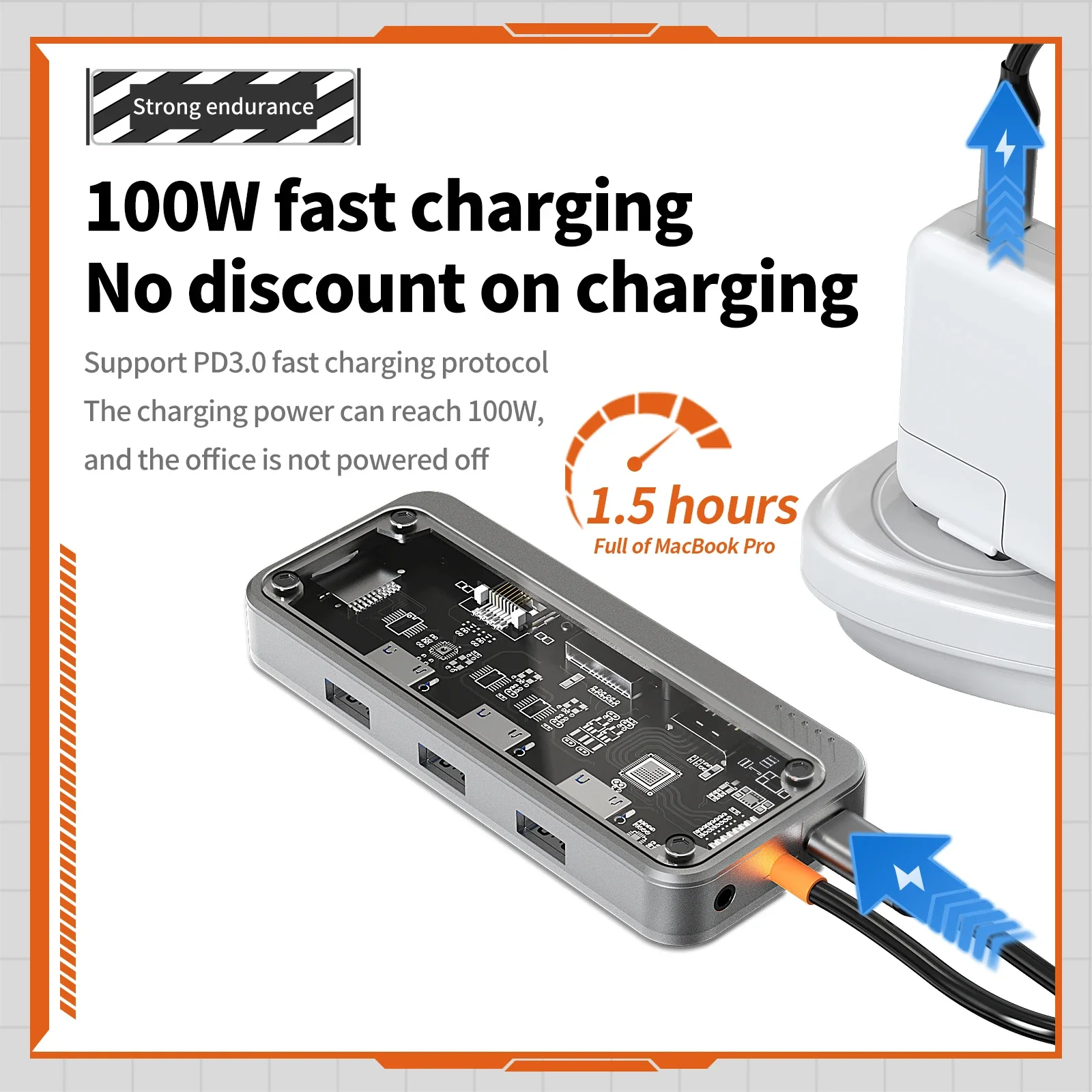 Basix USB C HUB 4K 30Hz Type C to HD-MI DP VGA Gigabit Ethernet USB 3.0 PD 100W Adapter For Macbook Air Pro M2 M1 PC Accessories