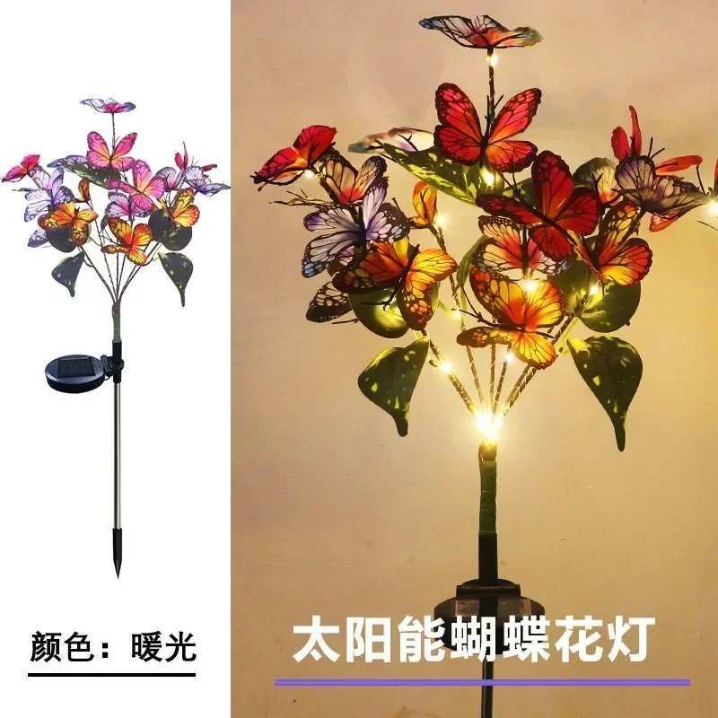Solar Butterfly Lights IP65 Waterproof Simulation Butterfly Flower Outdoor Solar Lamp for Garden Lawn Yard Path Decor Lighting