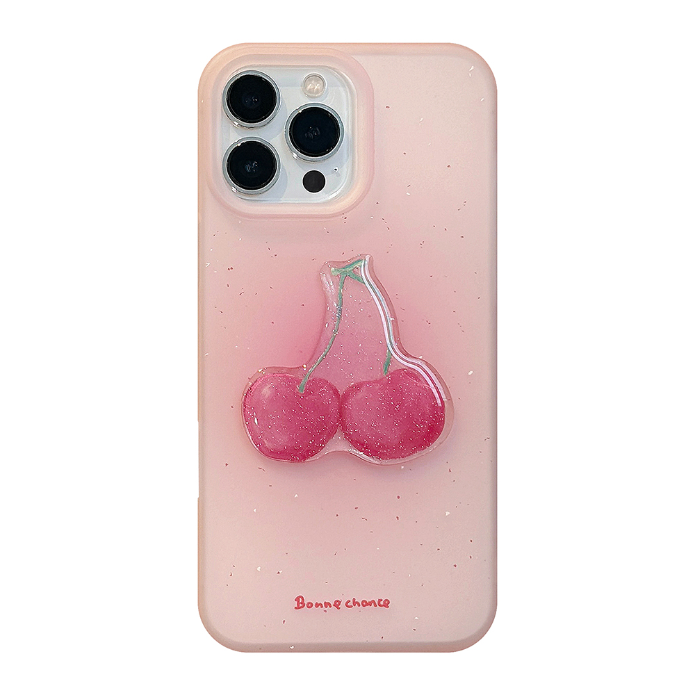 Niedliche Kirsch-Handyhülle für iPhone 16, 15, 13, 14, 12, 11, Profi Max, weiche TPU-Rückseite, schöNe modische Diamant-Glitzer-Rosa-Hülle: IPhone 12 Profi Max