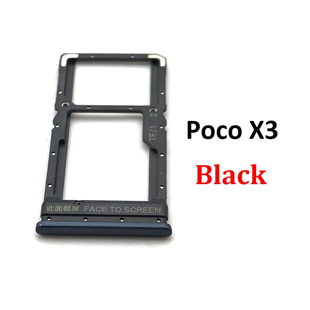 SIM Tray Holder For Xiaomi Poco X3 NFC M3 F3 F2 Pro Sim Card Tray Slot Holder Adapter Socket Repair Parts: Poco X3 Black