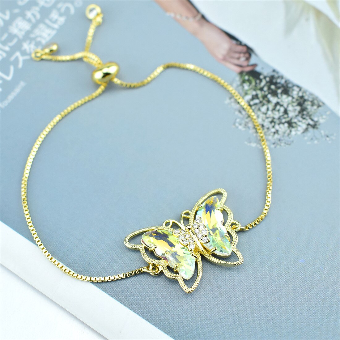 Butterfly Crystal Zircon Bracelet Hollow Butterfly Factory Direct Sales 18 Color Spot Bracelet: 4