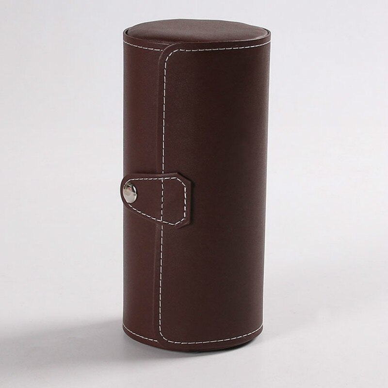 Luksus ur display boks taske rulle 3 slot armbåndsur halskæde armbånd smykker pu læder æske opbevaring rejsetaske: Brun