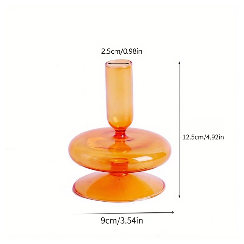 Portavelas de vidrio para sala de estar, candelabro romántico para el hogar, decoración de boda, cumpleaños, cena, de Navidad, Acc: YELLOW