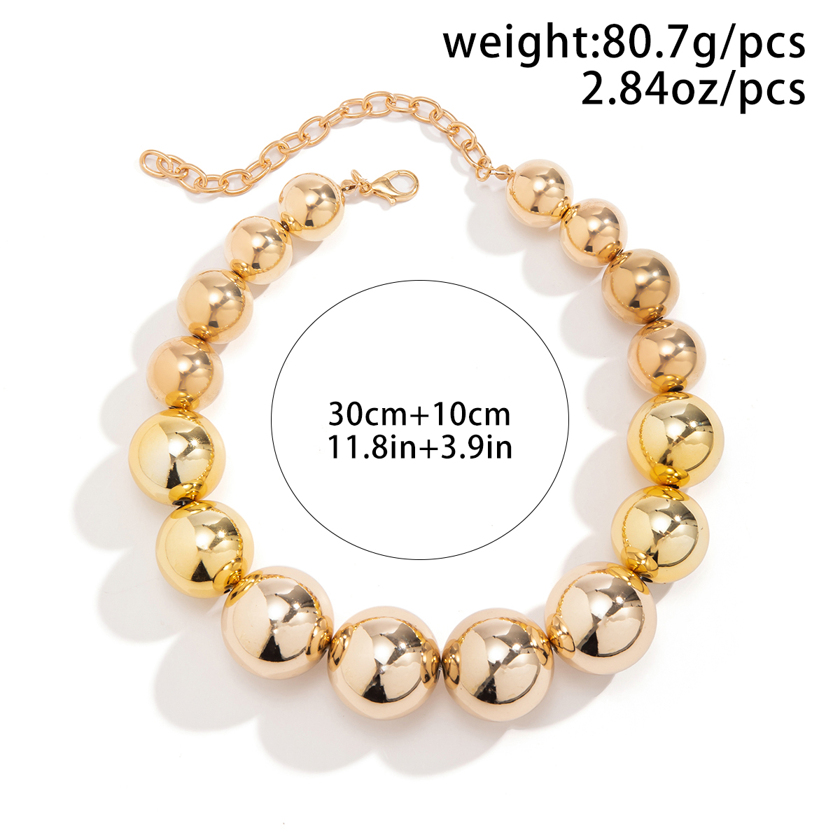 Collar de cadena de cuentas de bola grande CCB acrílico gótico exagerado para mujer, Gargantilla corta pesada Punk, joyería Grunge Steampunk para hombres