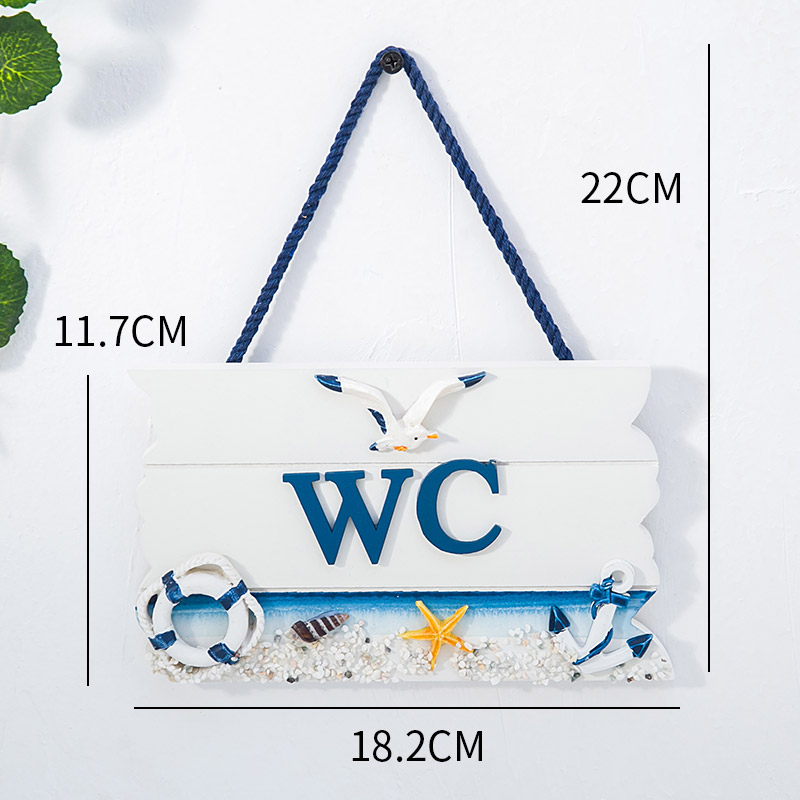 Mediterrane oceaan stijl hangende bord, creatieve houten toiletdeur decoratie, bar, coffeeshop, huis: WHITE