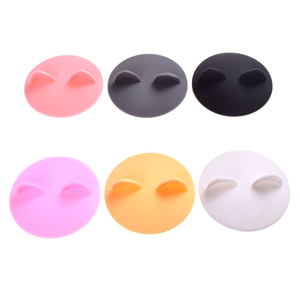Cute Cat Ear Adorn Drinking Cup Lid FDA Silicone Leakproof Coffee Mug Airtight Sealed Cup Cover Anti-dust Bowl Cover