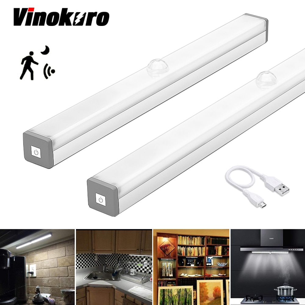 LED veilleuse capteur de mouvement armoire lampe USB Rechargeable placard nuit lampes pour garde-robe cuisine chambre étape éclairage