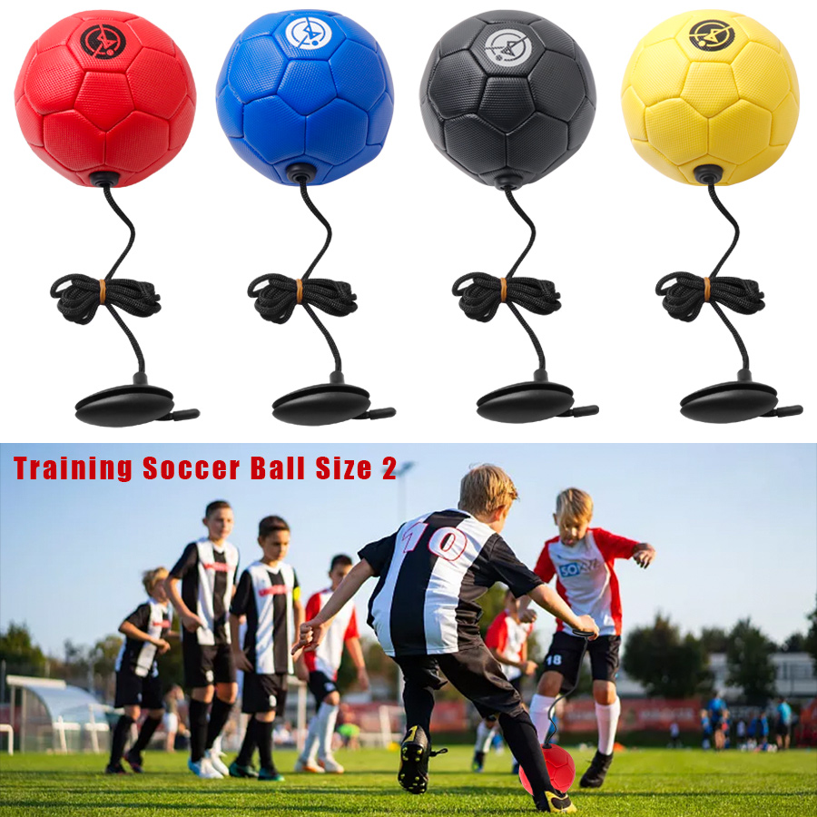 FußBall Ausbildung Ball trete FußBall Ball TPU Größe 2 Seil berühren Solo Kickwith Schnur Anfänger Trainer Praxis Gürtel