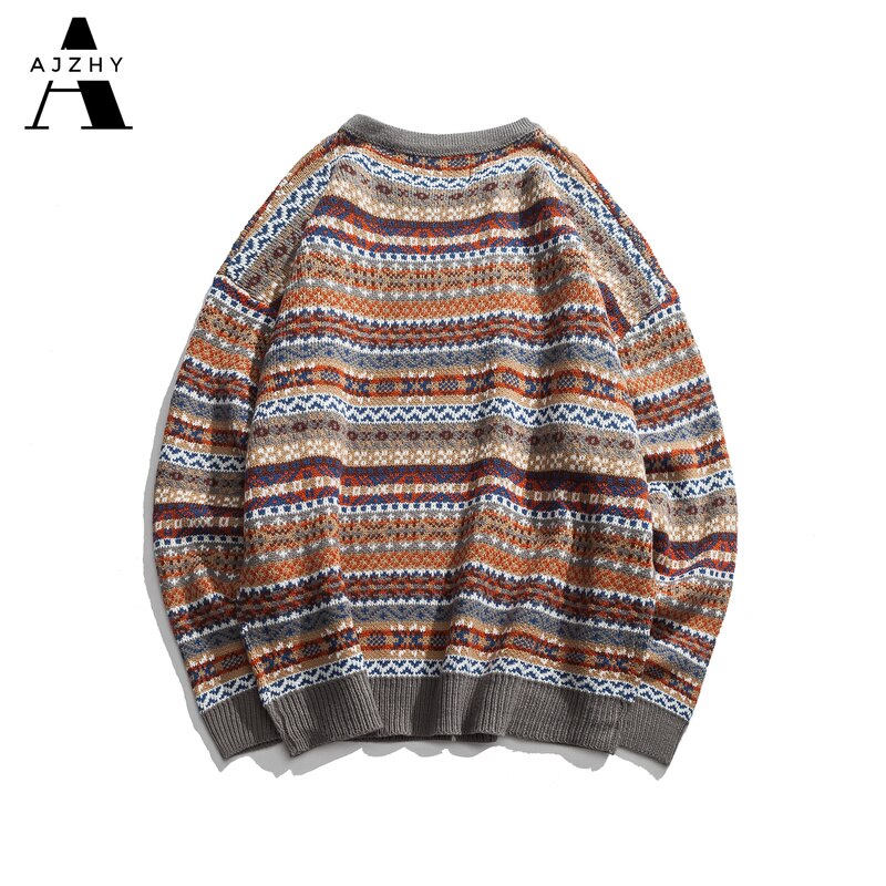 Jerséis Folk personalizados para hombre, jerséis de de otoño para hombre, suéter Vintage de cuello redondo, ropa de vestir, camisas para hombre
