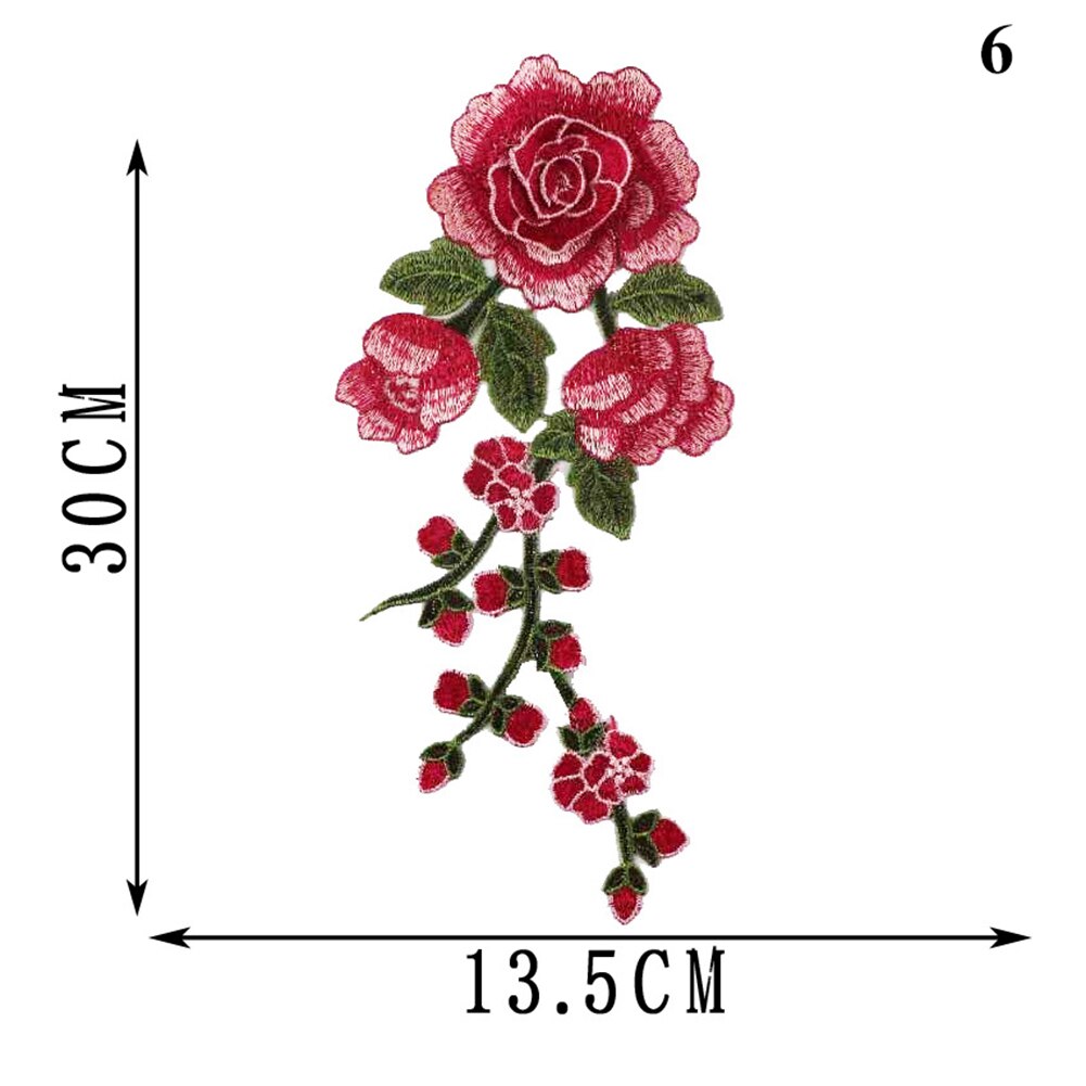 Blomst rose broderet syning på patch blomst på patch klistermærker til tøj badge dekorative syning stof applikationer: 6