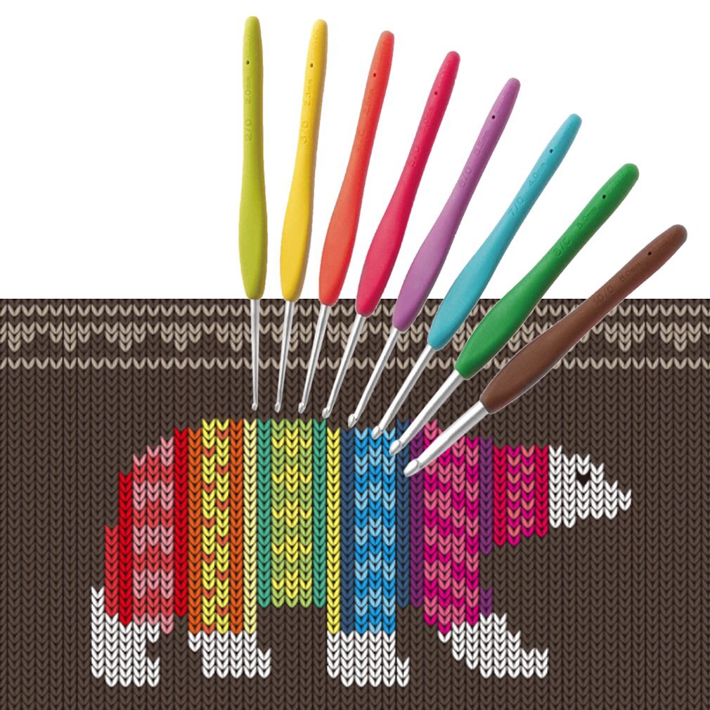 Multicolor Handle Aluminum Crochet Hooks Knitting Needle Set Yarn Sweater CraFT Tools Handle Crochet Hook