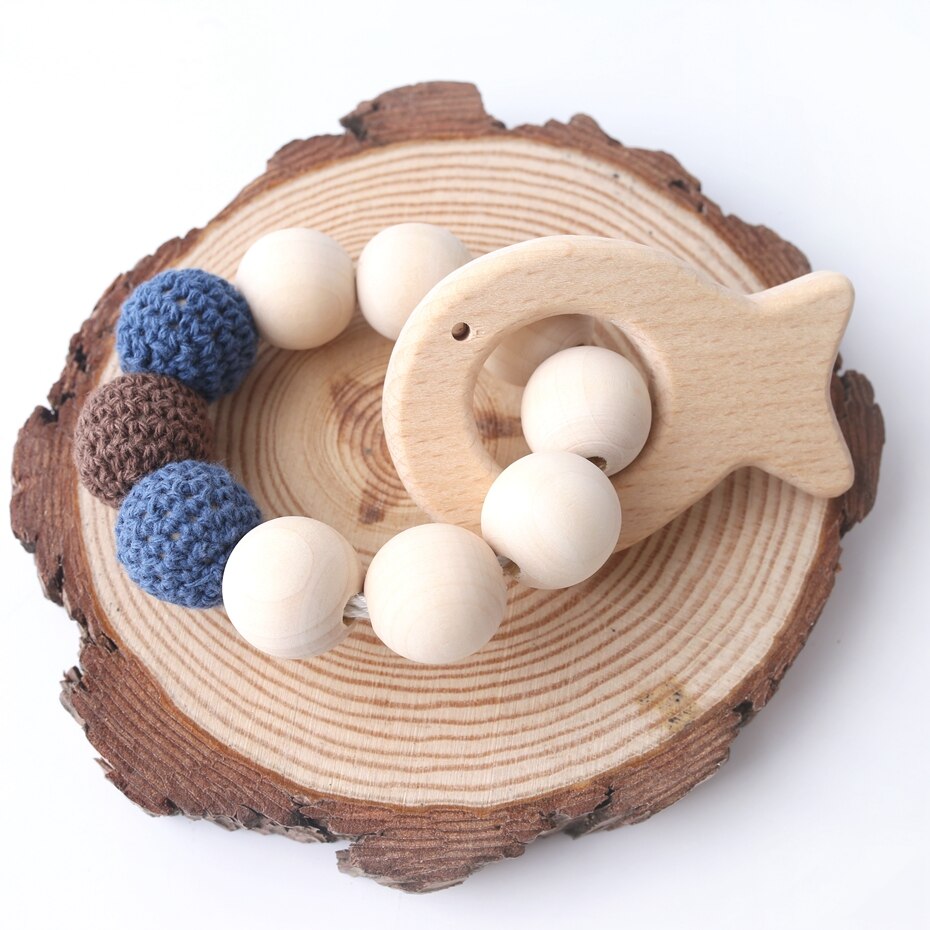 DIY Ambachten Armbanden Met Vis Vorm Accessoires Voor Baby Rammelaar Speelgoed Niet giftig Gehaakte Kralen Food Grade Materialen Bijtring