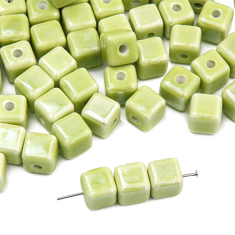 10 pçs cores da moda 6/8mm contas quadradas cubo contas de cerâmica diy 2mm buraco contas artesanais contas de porcelana para fazer jóias: Azul profundo