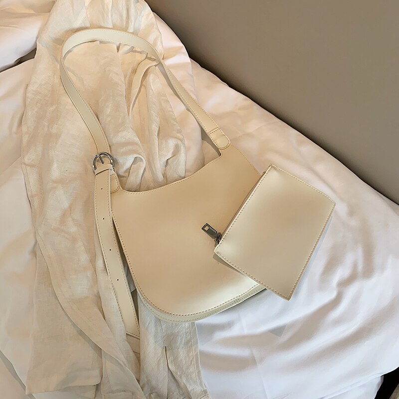 bolso de mano para mujer, moderno bolso de hombro para mujer, de piel sintética de , de gran capacidad, blanco, marrón, azul y negro