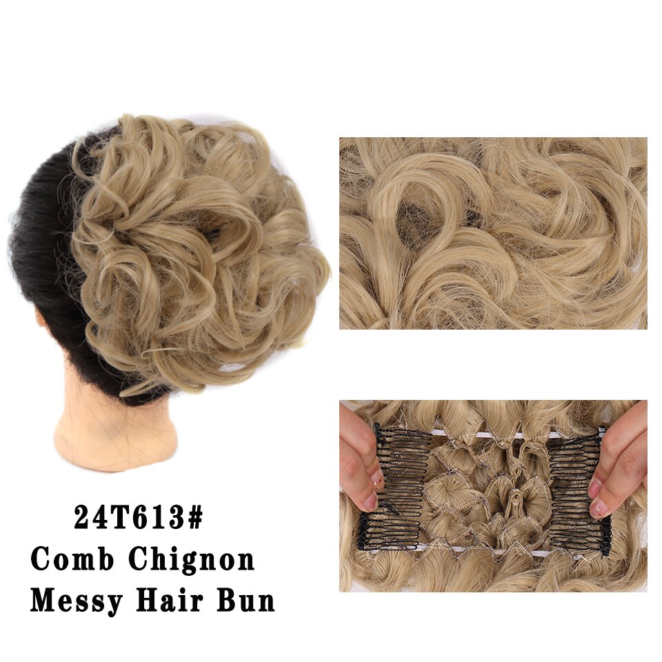 LUPU Synthetische Haarknoten Kamm Clip in Lockige Chignon Haarnadel Synthetische Falsche Haar Schwanz Erweiterung Haar Stück Für Frauen: 24T613