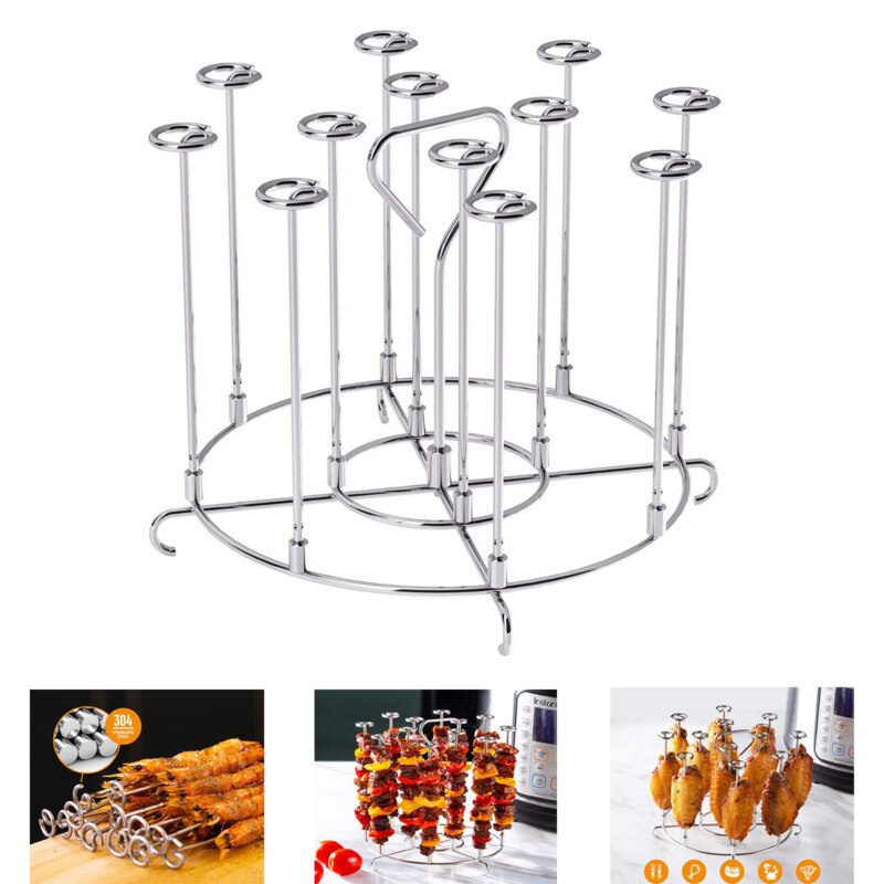 Soporte para brocheta de freidora de aire Compatible con 6 quart Air Fryer Instant Pot 304, juego de estante para brocheta de acero inoxidable, accesorios para parrilla de barbacoa