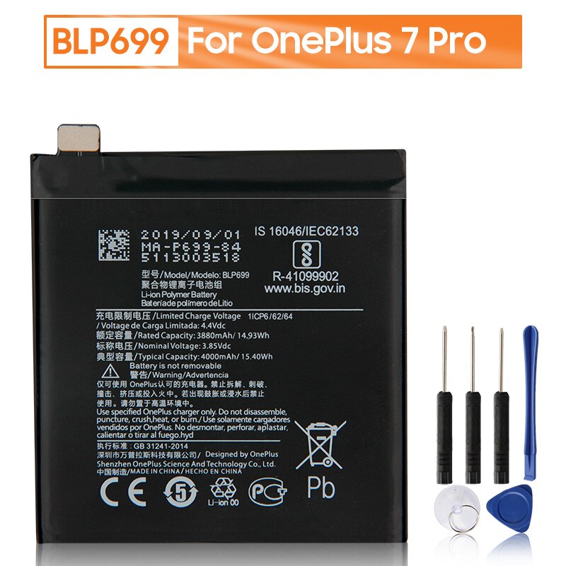 Original OnePlus Replacement Battery BLP657 For OnePlus 6 6T 7 7T BLP699 7 Pro 7T Pro OnePlus 5 5T BLP571 For OnePlus 1 2 3 3T: BLP699-OnePlus 7 Pro