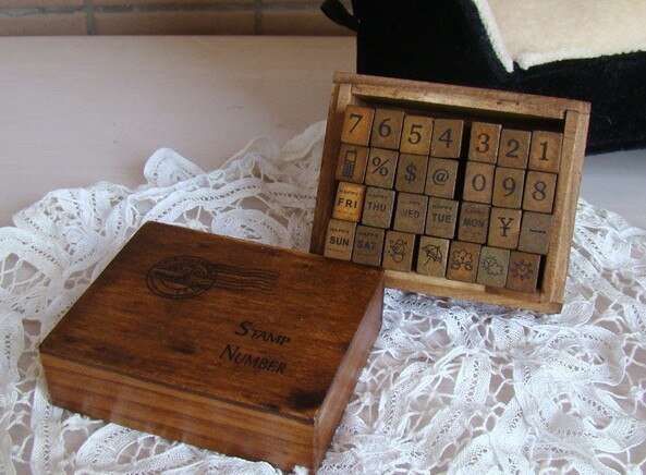 Anglais Cursive Digital Wooden AlPhaBet Seal Set Standardized Rubber Stamps English Letter Stamp Craft Supplies for Card Making: 28 diary wether