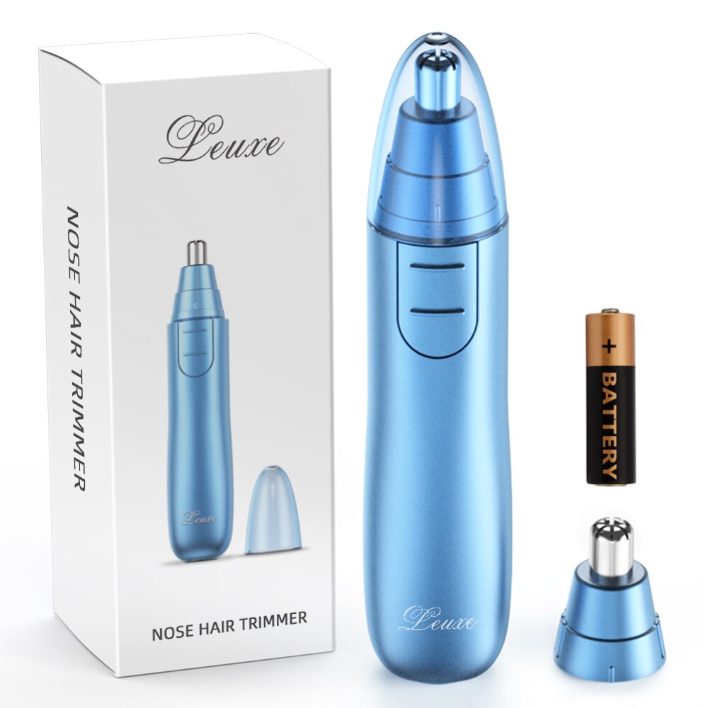 Tondeuse électrique pour nez et oreilles, rasoir rotatif à 360 °, épilation rapide et sûre, Kit de soins du visage durable pour hommes et femmes: blue