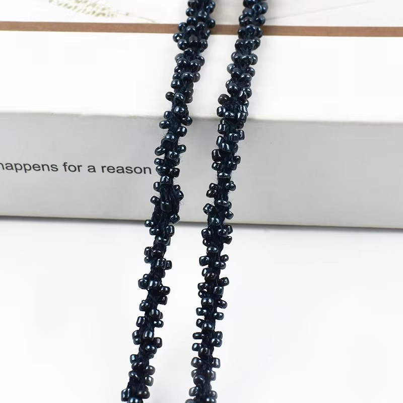 1/2/4/8M 5mm Kralen Kant Trim Lint Glas Kraal Koord Gordijn Trouwjurk decoratieve Ketting Portemonnee Veters Kleding Rand Versieringen: Gun Metal / XL