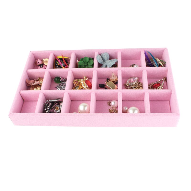 Bandeja De almacenamiento De Joyas De terciopelo rosa, Organizador De joyería, soporte para pendientes, vitrina, Organizador De Joyas: 5