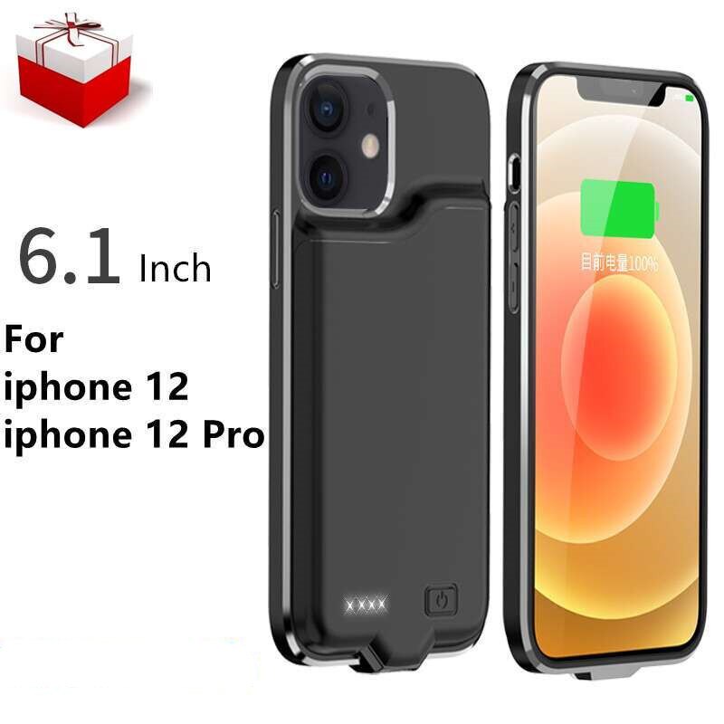 Funda con cargador de batería para iphone 12 Pro, carcasa fina con cargador inteligente, funda con batería para iphone 12 Mini 12 Pro Max: black-12 12pro