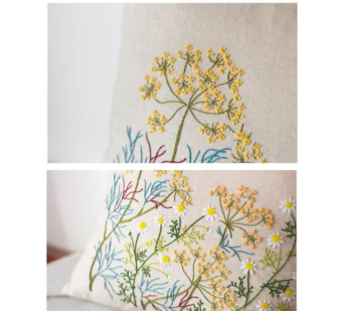 Broderi med pude lavendel og kamille europæisk broderi kit simpelt tredimensionelt broderi bånd kit broderi