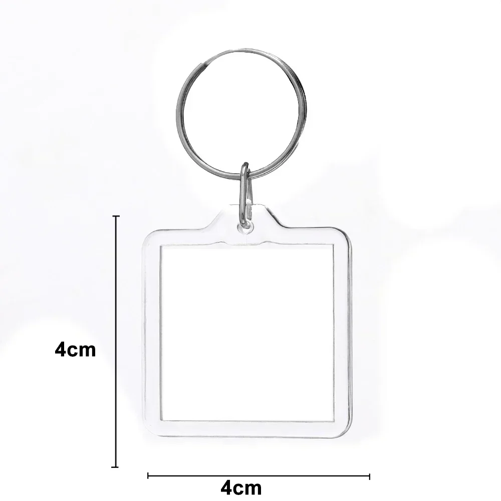 5/100 stuks transparante rechthoekige blanco acryl inzetstukken voor sleutelhangers, fotolijstjes, sleutelringen, doe-het-zelf sleutelhangers met splitring