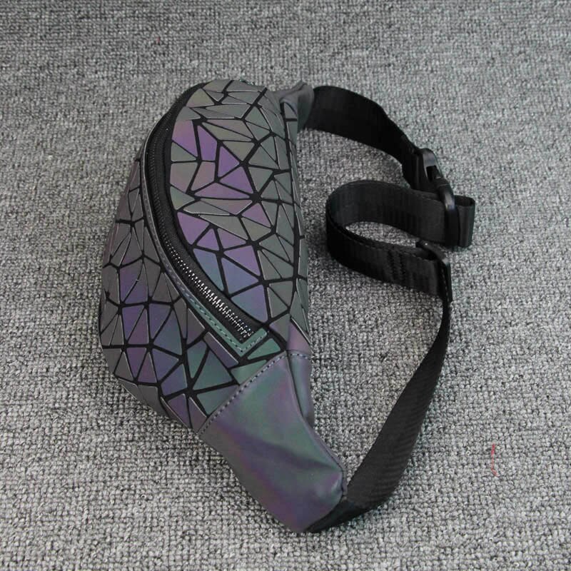 Dame midjeveske fanny pack luksusmerke geometrisk lysende belteveske holografisk reise menn brystvesker håndveske midjepakke