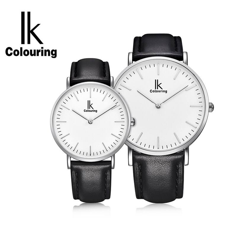 IK Colouring-relojes de cuero para parejas, reloj de pulsera de cuarzo, para parejas, unisex,