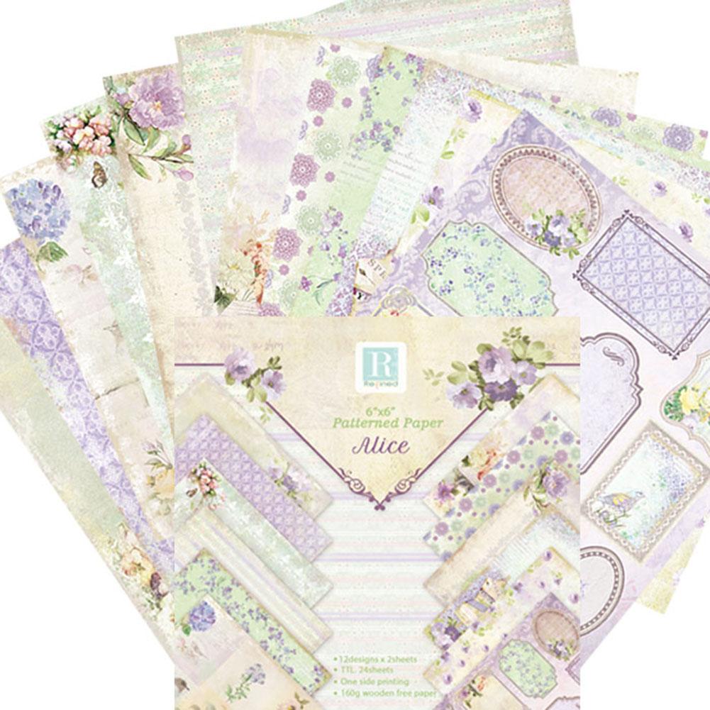 24pcs/set DIY Album Background Paper Scrapbook Background Paper Card Making Background Paper 6'' Single-Sided Pattern Paper