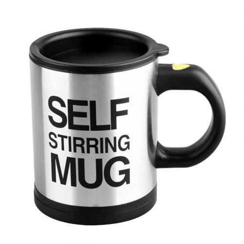 Taza de café de acero inoxidable de 400ml, taza mezcladora automática para café, leche, taza mezcladora, tazas de café aisladas inteligentes: Black