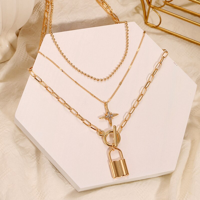 VKME Retro Coin Silver Gold Chain Necklace For Women Multi-layer Geometric Round Pendant Silver Choker Necklaces Jewelry: 8  VK20261
